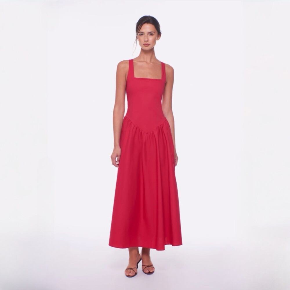 NWT Peixoto Harlow Cotton Maxi Dress In Red Size Medium New